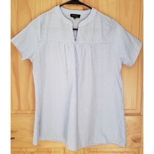 Blue and white gingham shirt